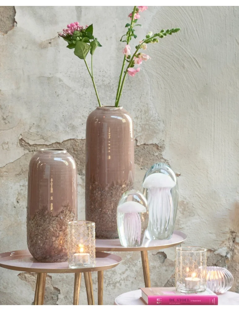 Dekoračná keramická váza DULCI old pink, (S) Ø13,5xV30 cm