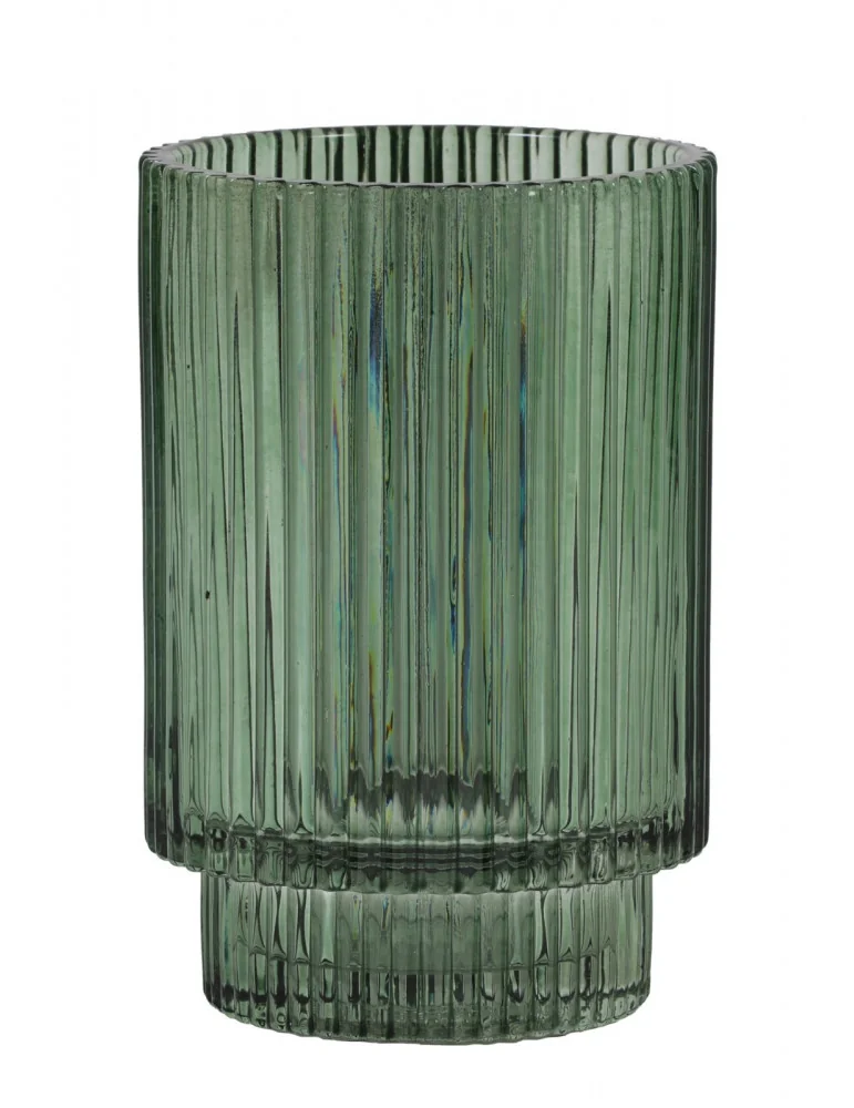 Sklenený svietnik na čajovú sviečku PHILON, green, Ø8,5xV13 cm