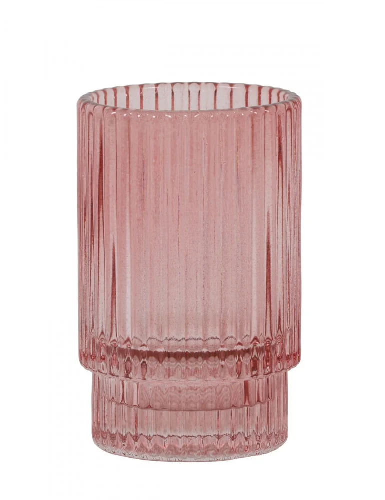 Sklenený svietnik na čajovú sviečku PHILON, pink, Ø6xV10 cm