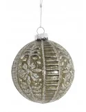 Sklenená vianočná guľa SINTA, green-silver, 8 cm
