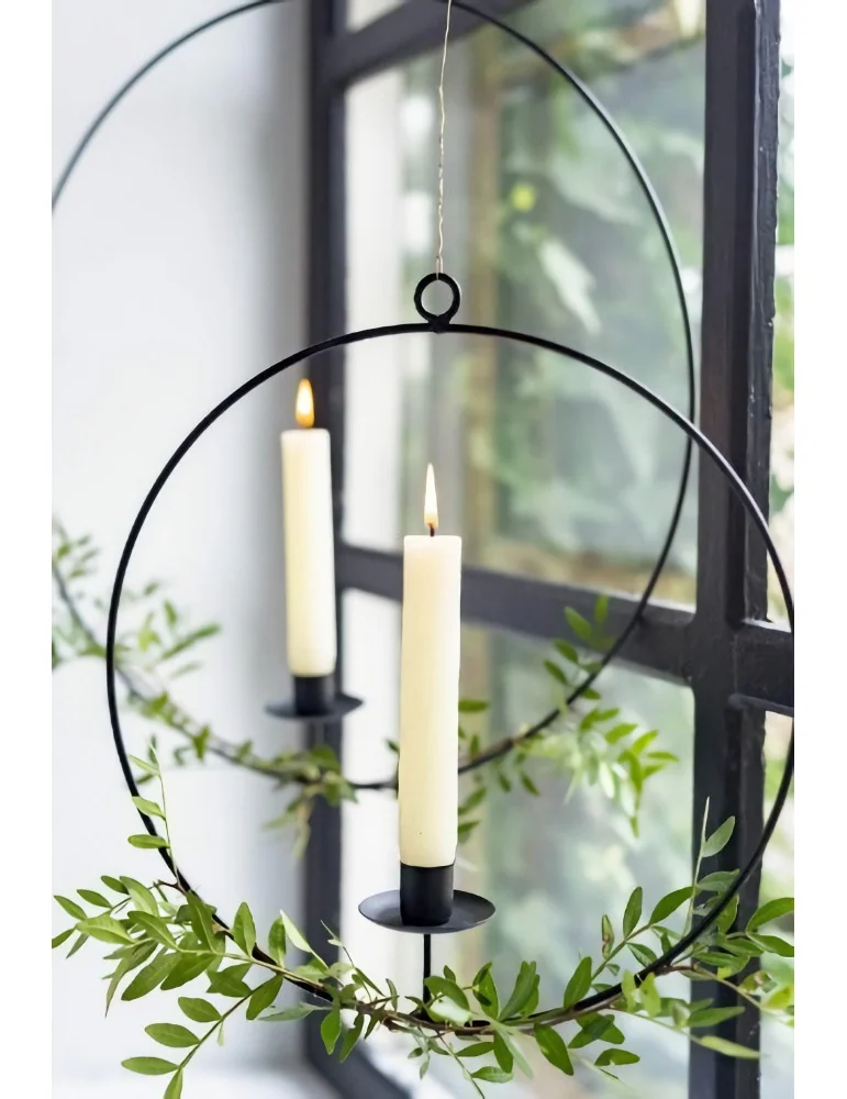 Závesný svietnik Candle Ring Gwen, black, Ø30 cm