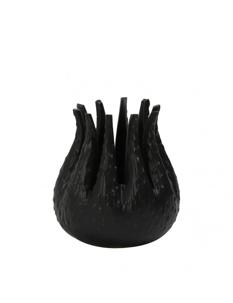 Keramický čajový svietnik MEDUSA, Matt black, Ø10x11 cm (S)