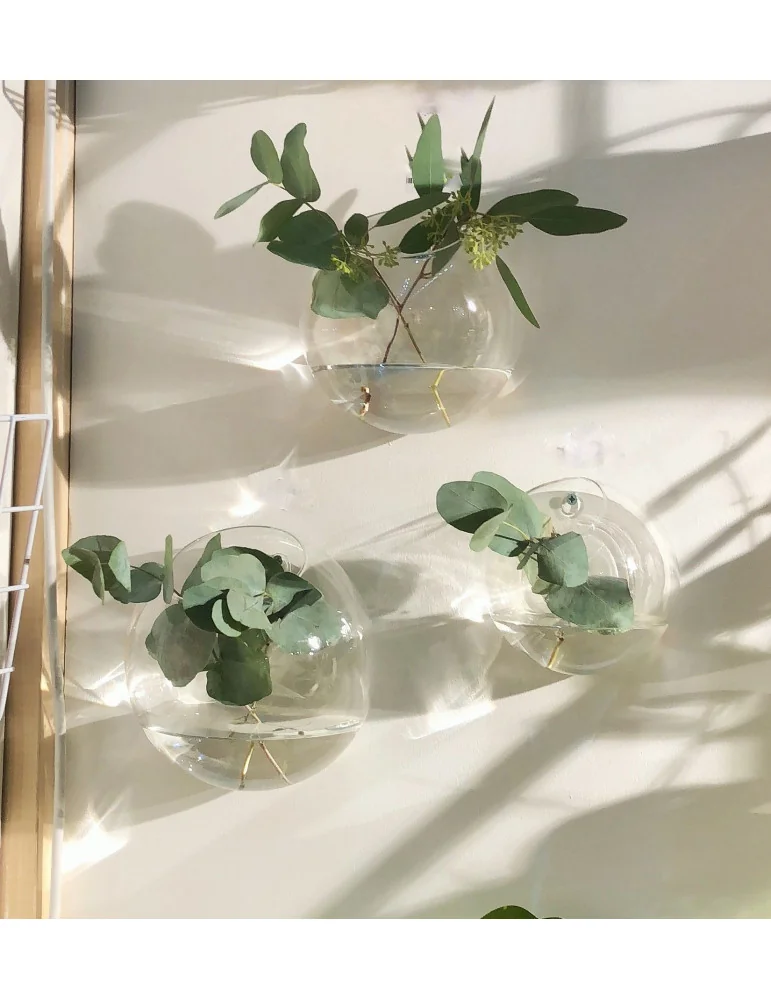 Nástenná vázička Bubble, číre sklo, 15 cm (M)