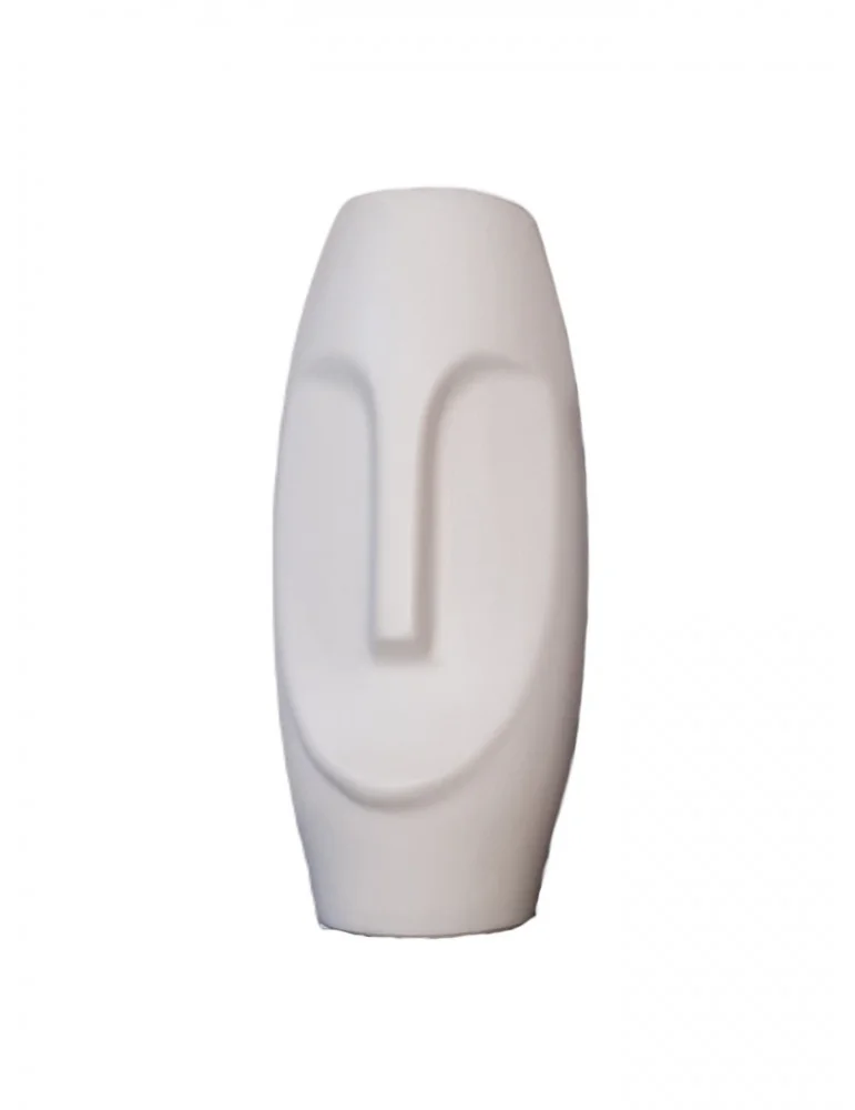 Dekoračná keramická váza Face, White, výška 24 cm