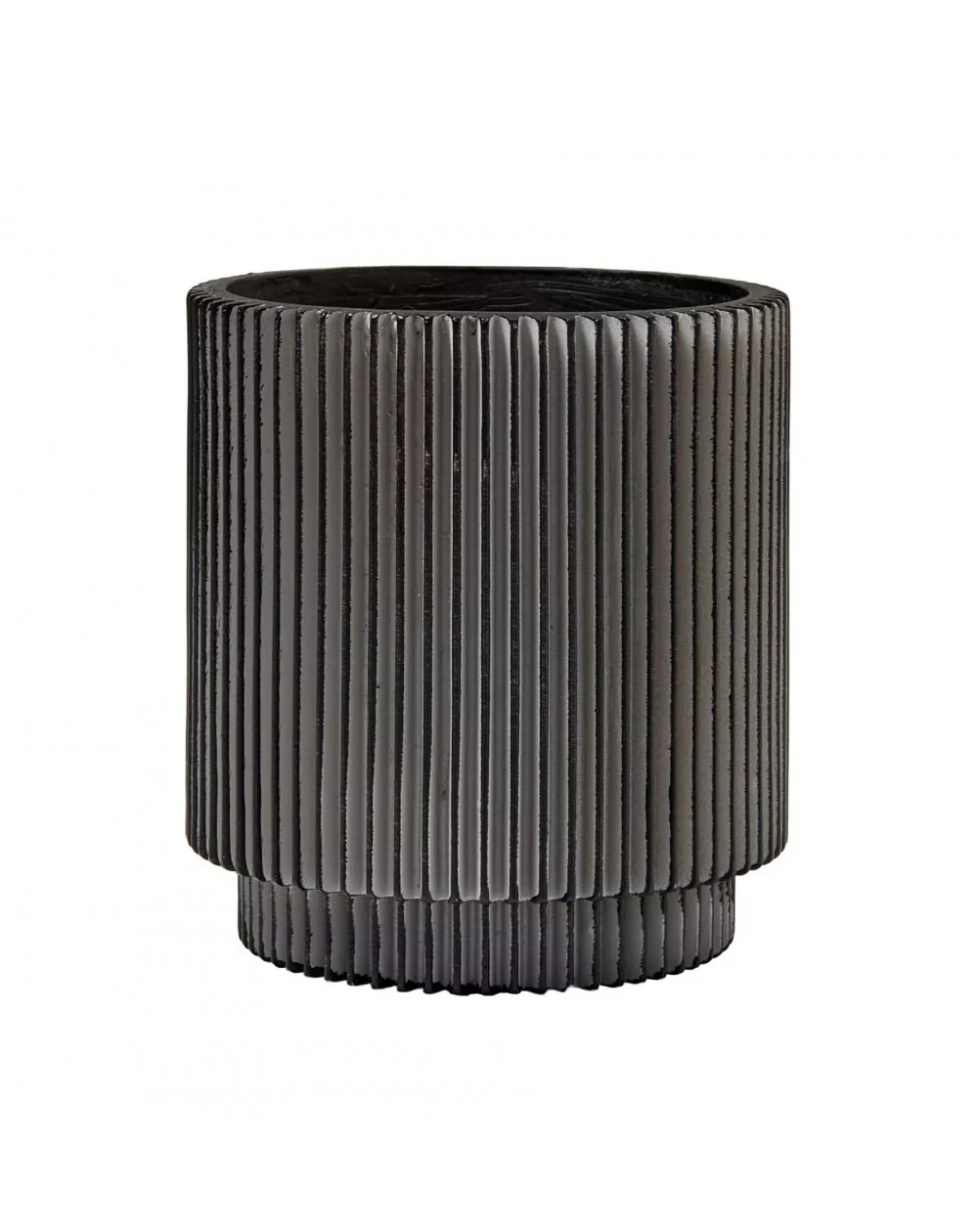 Obal na kvetináč Cylinder Groove, Black, 16 cm (L)