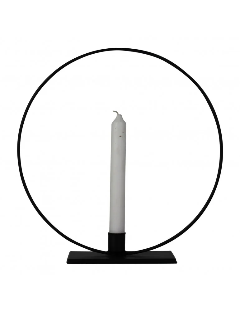 Kovový stojan na sviečku Circle, Black, 28 cm