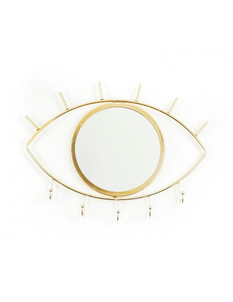 Kovové zrkadlo s háčikmi "Eye ", Gold