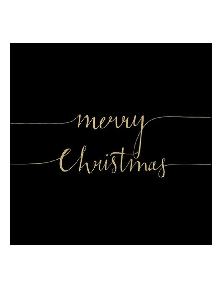 Vianočné papierové obrúsky Merry Christmas, black/gold