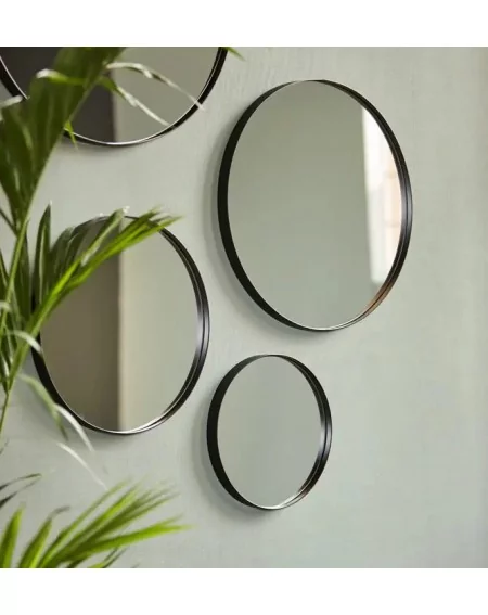 Okrúhle nástenné zrkadlo JUMA, 30 cm, black (S)