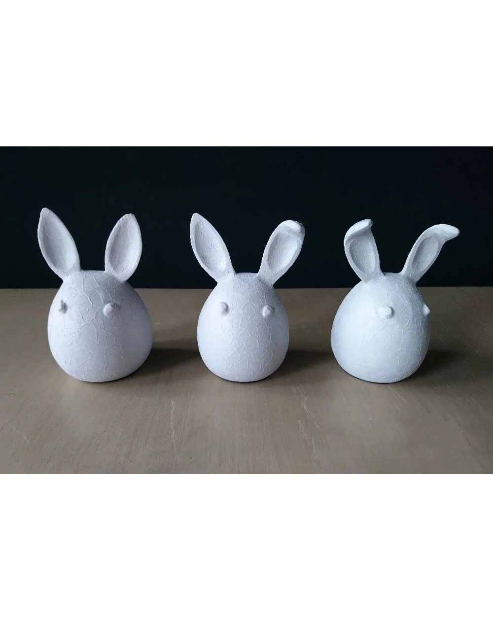 Sada 3 zajačikov, biela, 13 cm