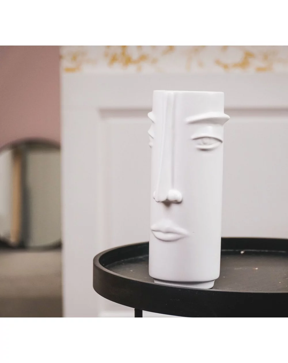 Dekoračná keramická váza Face "Profile", White Matt