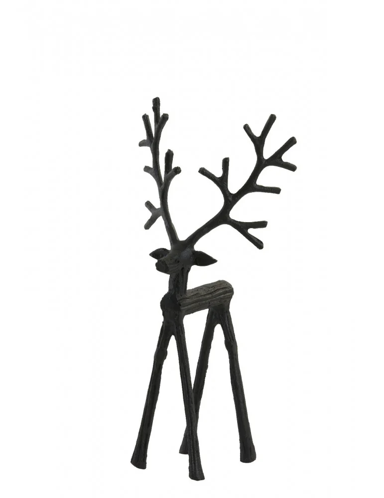 Dekoratívna kovová socha DEER, AluMatt Black, 34 cm