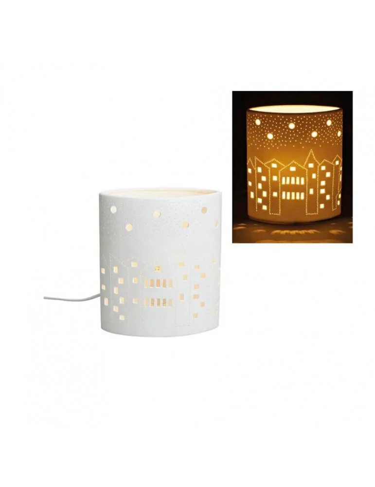 Biela porcelánová stolná lampa House (S)