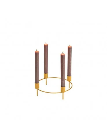 Kovový adventný svietnik na 4 sviečky, Ø22 cm, Gold