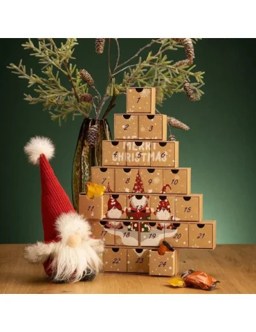 Adventný kalendár Jedľa so zásuvkami, 48 cm