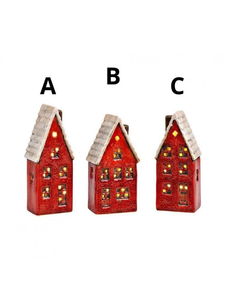 Kameninový svietiaci LED domček, Red, 16 cm - výber z 3 variantov