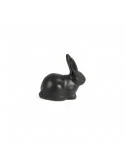 Keramický mini zajačik, čierny, 8 cm