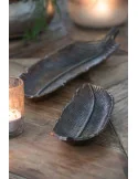 Dekoratívny podnos LEAF antique bronze, 41,5 cm